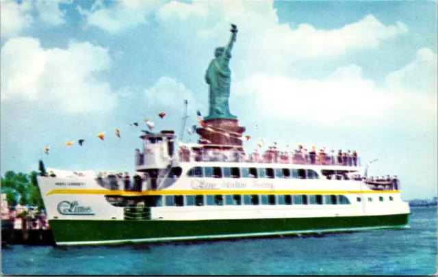 New York City NY Miss Liberty Statue Of Liberty Ferry Postcard