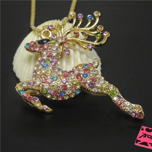 New Color Bling Cute Elk Deer Crystal Holiday gifts  Pendant Women Necklace