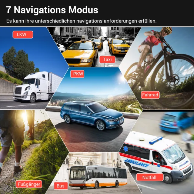 XGODY 7'' Zoll PKW GPS Navigationsgerät Auto Sat Navi Bluetooth DE Europa Karten 3