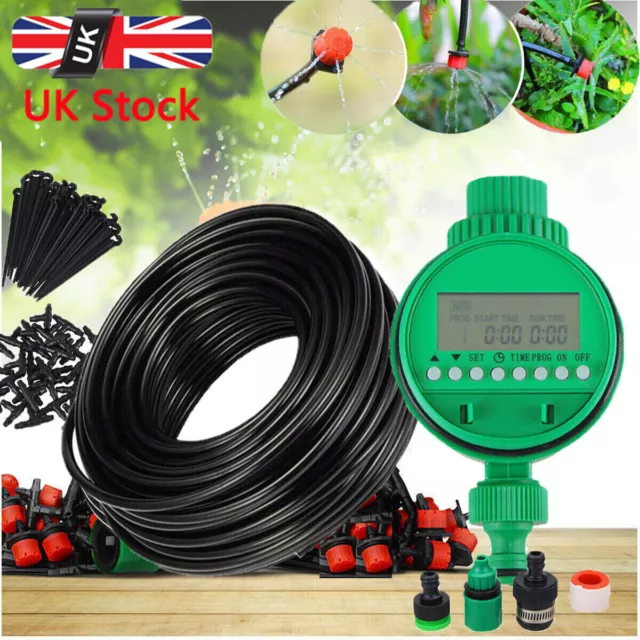 Automatic Drip Irrigation System Kit Plant Timer Self Watering Garden Hose NEW