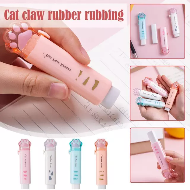 Push Pull Cat Paw Eraser for Kids Kawaii Erasers Cute Stationery School Supply"