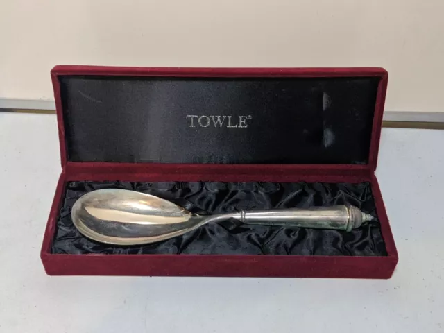 Towle Silverplate Copenhagen Large Serving Spoon Server in Velvet Box 10.5”