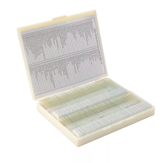 100PCS/Set Biological Glass Sample Prepared Animal Plants Microscope Slides D5V6