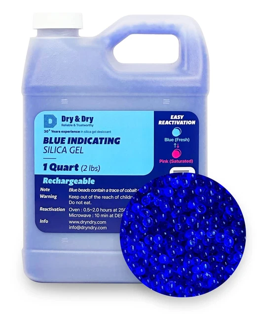 Dry & Dry [2 LBS] Blue Premium Indicating Silica Gel Beads(Industry Standard 3-5