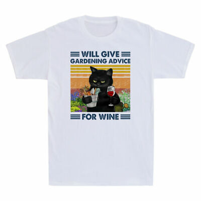 Black Cat Will Give Gardening Advice For Wine Cat Lovers Gift Funny Men T-Shirt