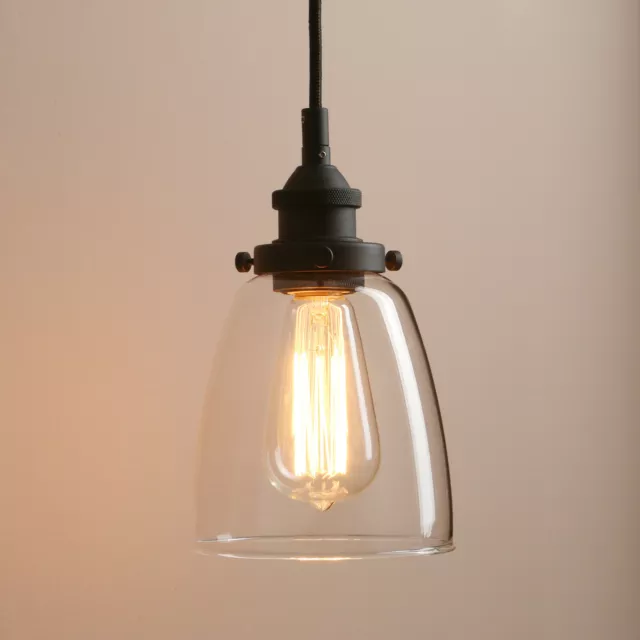 Vintage Industrial Ceiling Light Bell Clear Glass Shade Kitchen Pendant Lamp