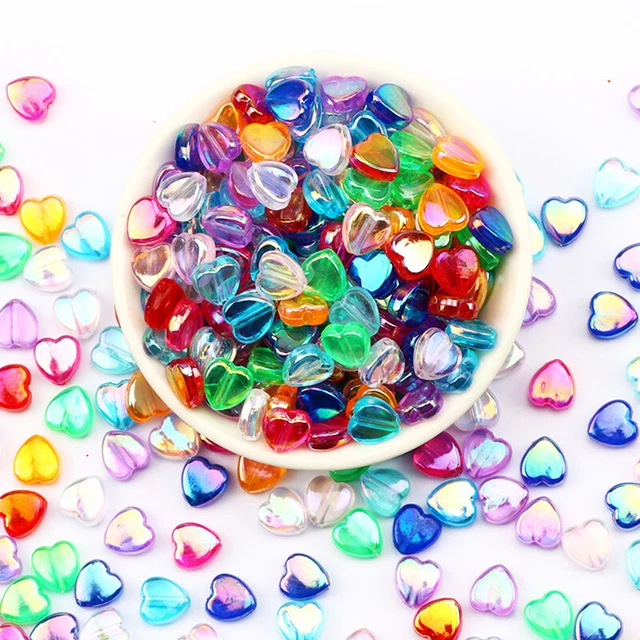 100pcs 8mm Transparent AB Charms Heart Shape Acrylic Beads Loose Spacer Be~m' 3