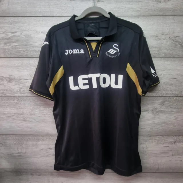 Swansea City Large 2017/2018 3rd Kit Away Football Shirt Joma Black Player Issue