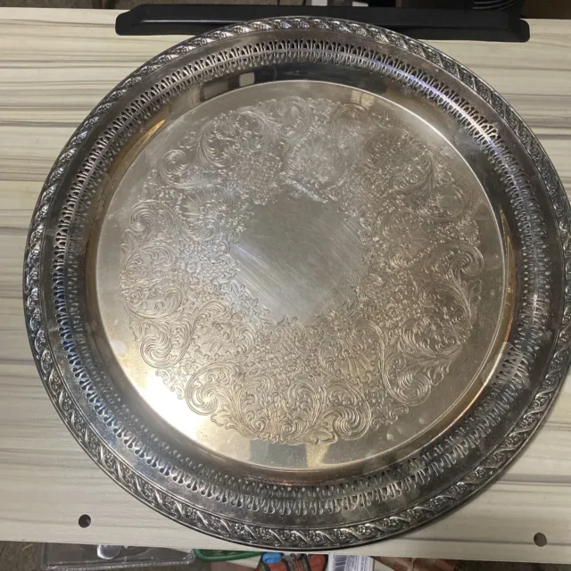 Wm Rogers Silver plate Tray Spring Flower- 2072