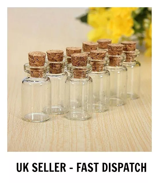 Mini Glass Bottles Vials Cork Stopper Decorative Storage Pendant Jewellery ML