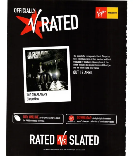 Framed Magazine Single/Album Advert 11X9" The Charlatans : Simpatico