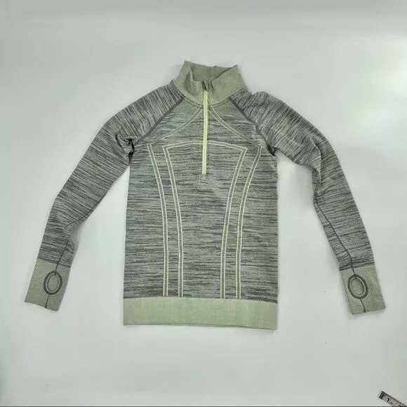 Ivivva Girls Grey and Green Ombre Fastest zip 1/4 zip pullover jacket NWOT Sz 10