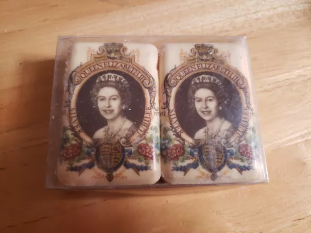 Pack of 2 Aidees Permanent Picture Soap Queen Elizabeth II 1977 Silver Jubilee