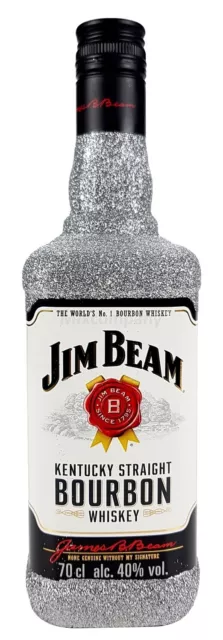 Jim Beam Bourbon Whiskey 0,7l 700ml (40% Vol)  Bling Bling Glitzerflasche in si