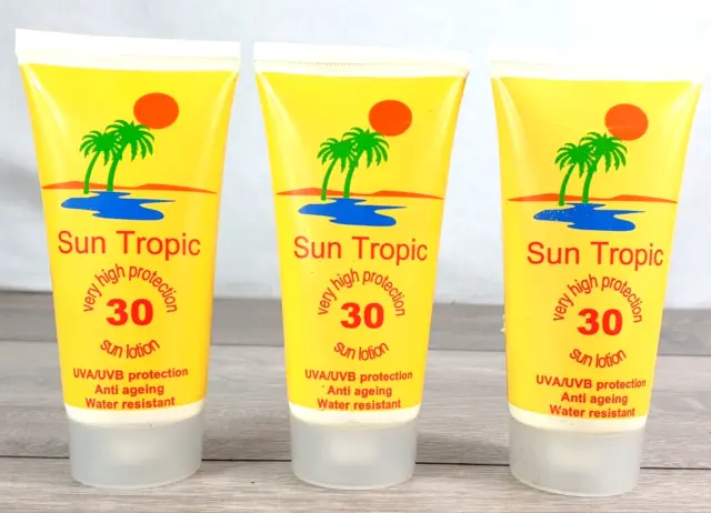 3 X 75ml SUN TROPIC Sun Lotion SPF30 Cream Protection Travel Size