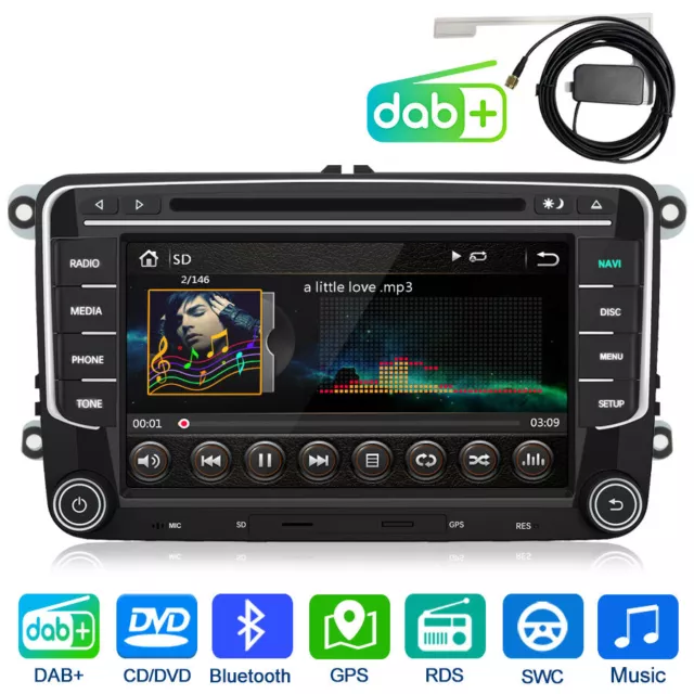 Für VW Golf 5 6 Passat EOS Skoda Seat 7" Doppel Din Autoradio GPS Navi CD DVD BT