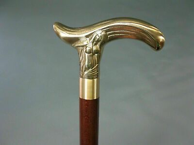 Designer Brass GOLDEN Head Handle Walking Stick Antique Style Wooden Cane Gift