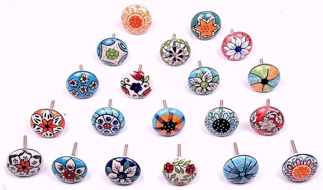 LOT of 10 Pcs Ceramic Closet Wardrobes Handles Cabinet MULTI COLOR Drawer Knobs