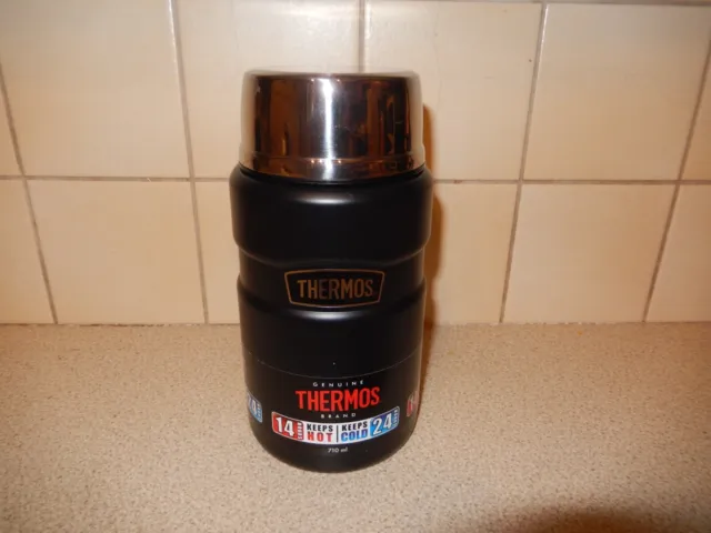 THERMOS 710ml STAINLESS STEEL HOT & COLD FLASK BLACK NEVER BEEN USED SEE LISTING