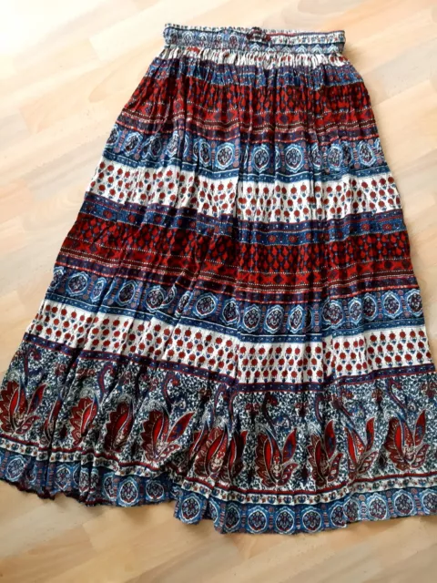 Long crinkle maxi/gypsy skirt - boho hippy festival ethnic summer 70s retro - XL