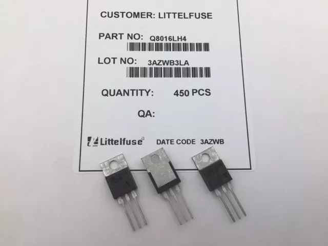 (5 pcs) Q8016LH4 Littelfuse, 800V 16A 35-35-35mA, TRIAC, Alternistor, (TO-220)