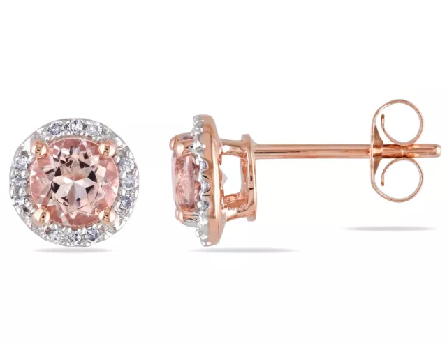 Morganite and Diamond 1.10 Carat (ctw) Earrings in 10K Rose Gold