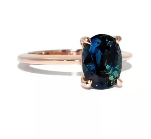 5.15 Carat Bleu Sarcelle Saphir Ring-Peacock Vert Saphir Bague