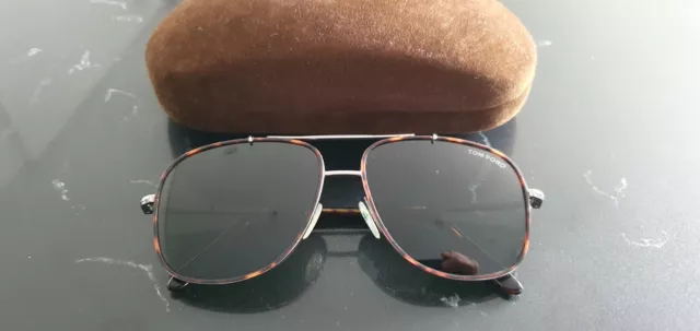 Tom Ford brown tort / ruthenium frame sunglasses. TF 693 Benton. With case.