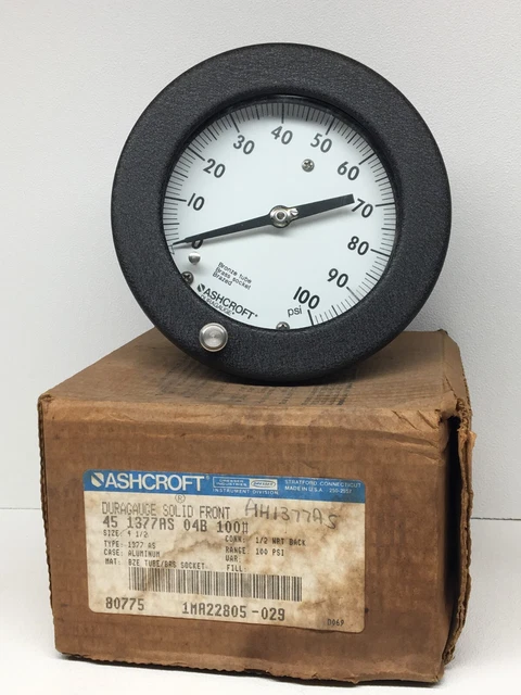 New! Ashcroft Duragauge AH1377AS100 Gauge (#4727)