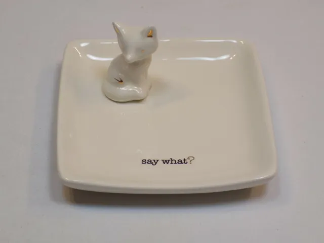 Fox Dish Animal Kingdom Ceramic Small Trinket Key Change Holder White Say What?