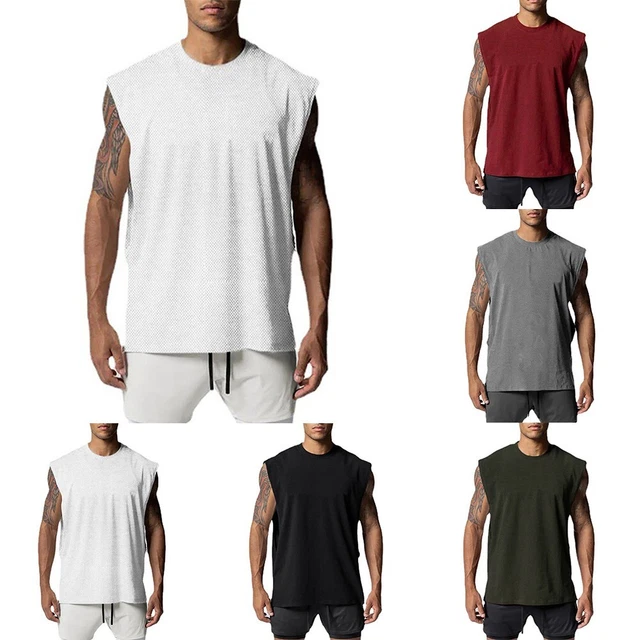 Top uomo canotta canotta top tè canotta t-shirt tinta unita palestra calda