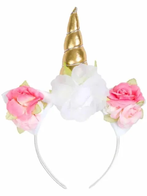 🦄 New 10 pack of Quality Golden Unicorn with Flowers Headbands   🦄
