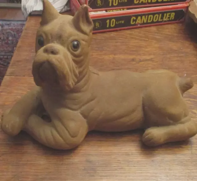 Vintage  A.N. Brooks Boxer Dog Chalkware  Bank Merchandise Mart Chicago Collect