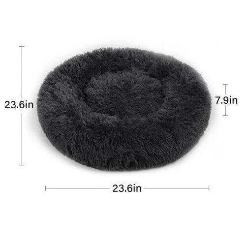 Pet Dog Cat Bed Premium Donut Plush Fluffy Soft Warm Calming Bed Sleeping Nest 4