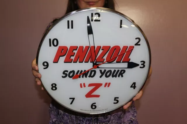 PENNZOIL Sound Your "Z" Motor Oil Gas Station 15" Lighted Pam Clock Sign