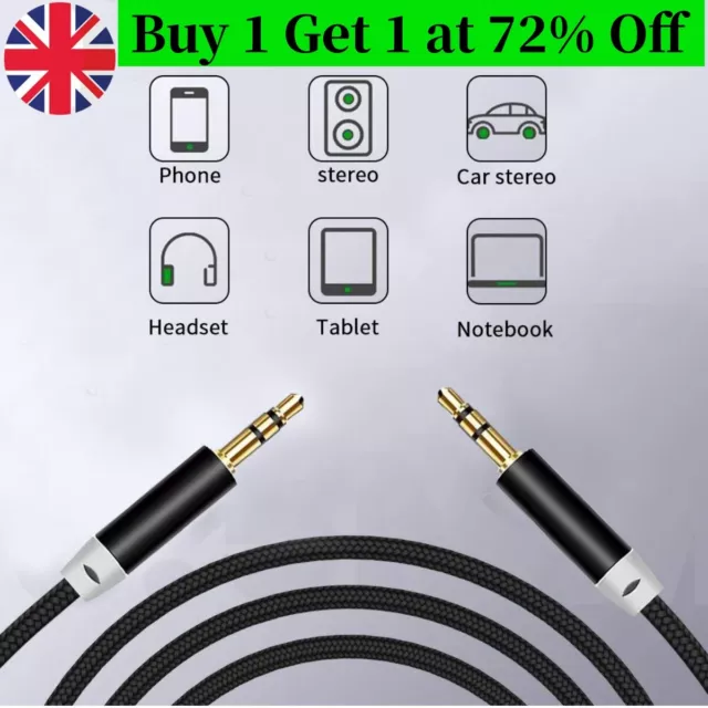 3.5mm Jack to Jack Headphone Aux Cable Audio Lead Stereo PC Car Male 1M/2M/3M