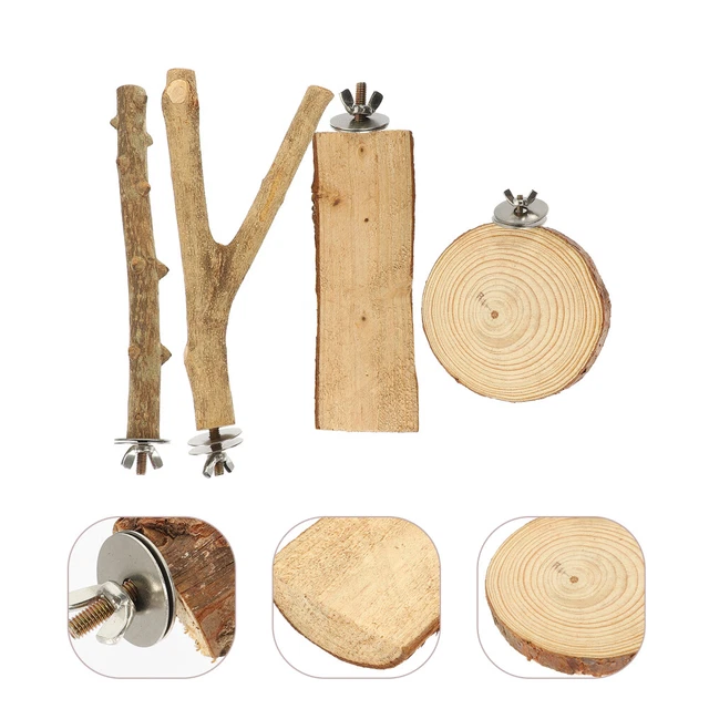 4 Pcs Hölzern Papagei Stehender Stock Papageienständer Spielzeug