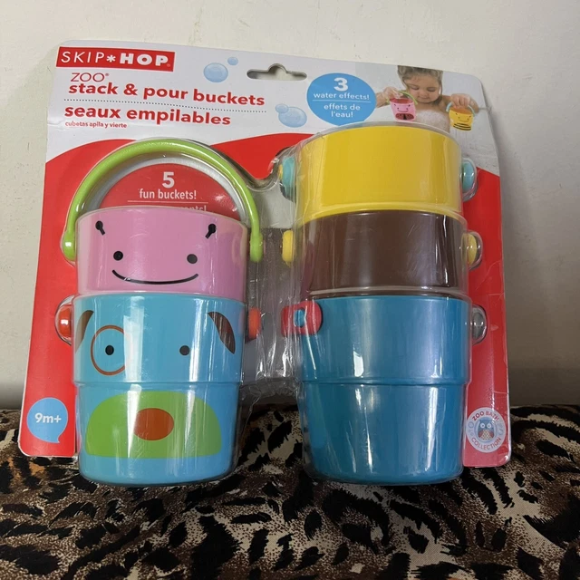 Skip Hop Zoo Stack & Pour Buckets Sensory Bath Play Cups 5 pack Toddler