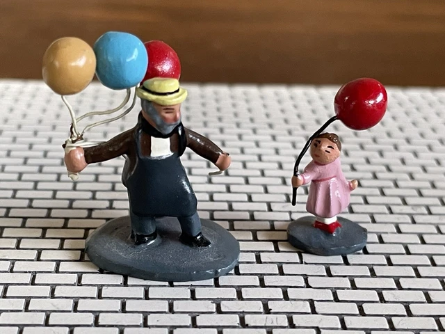 J Carlton by Gault French Figurine Vintage Balloon Man and Girl with Balloon.