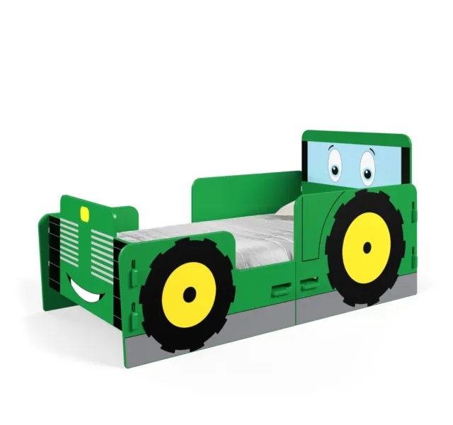Junge Mädchen Kinder grün Traktor Bagger Kleinkind Bett 140 70 Kinderbett Kinderbett Kinderzimmer