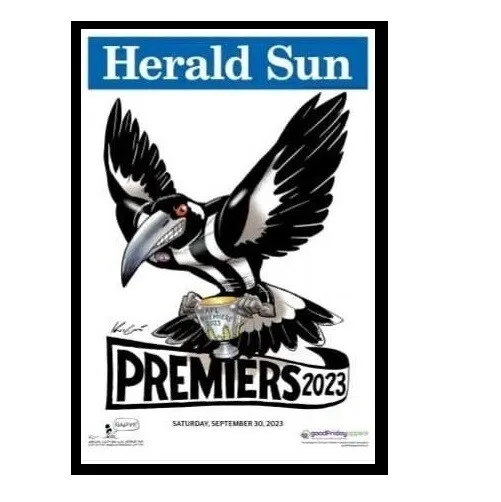 2023 AFL PREMIERS KNIGHT GRAND FINAL PREMIERSHIP COLLINGWOOD Magpies WEG FRAMED