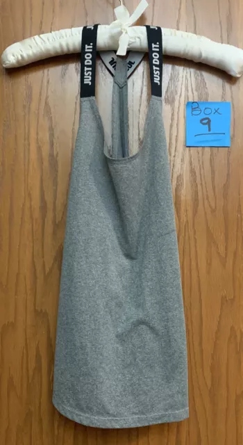 Nike Dri-Fit Womens Racerback Tank Top ‘Just Do It’ Elastic Straps Gray Medium M