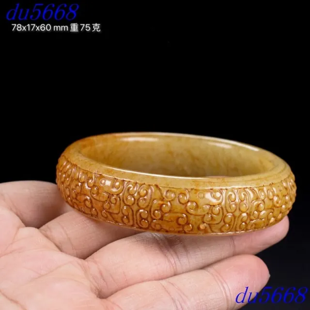 3"Han Dynasty Hetian jade Carved sacrifice fengshui exorcism bracelet hand ring