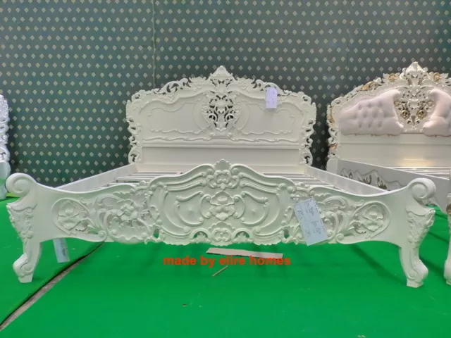 BESPOKE  King 5' Cream Ivory French style designer Rococo Bed ... Top Quality