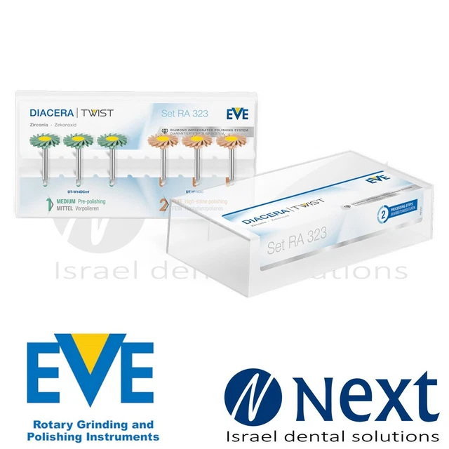 EVE Dental Diacomp Plus Twist Composite Polishing Diamond - 10mm Medium (Lot Of 3)