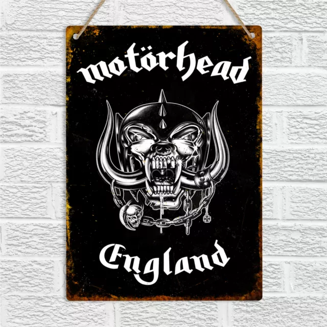 MOTORHEAD ENGLAND Insegna da parete in latta vintage stile retrò metallo placca uomo grotta roccia