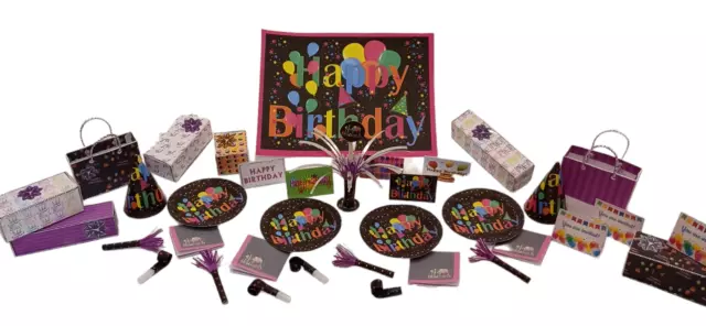 Miniature Happy Birthday Decorations/ 1:6 Play Scale/ Dollhouse Barbie Doll Food