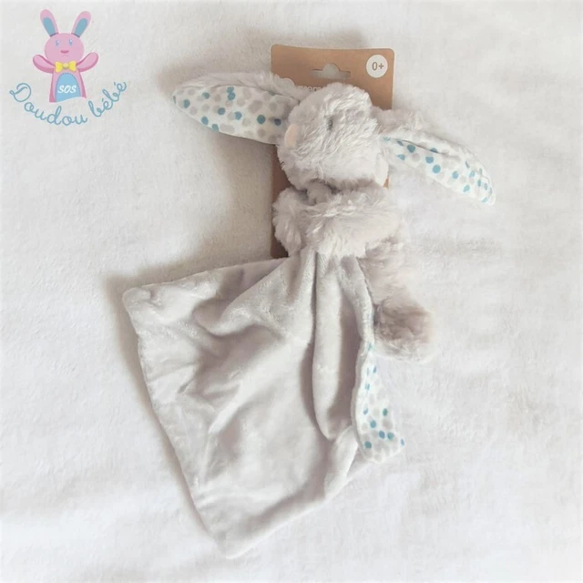 NEUF - Doudou Lapin gris blanc pois mouchoir Orchestra Prémaman (3 dispos)