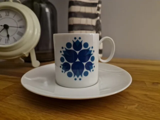 Thomas Germany Porcelain Coffee Cup And Saucer Pinwheel Blue
