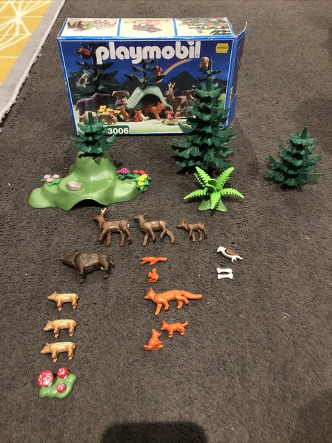 PLAYMOBIL SET 3006 Forest Animals With Fox Den Fir Trees VGC